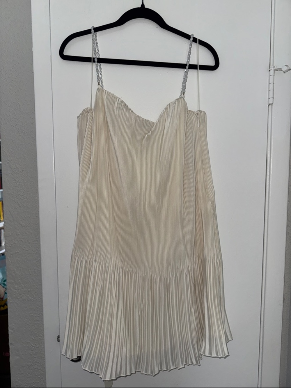 Abercrombie & Fitch Cream Pleated Mini Dress with Chain Straps